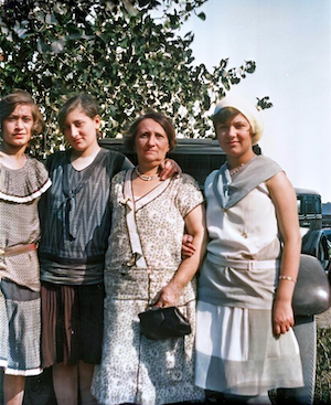 L to R:Pearl Fishman who was a cousin to Uncle Max Fishman (Ruth Zimbler's father).Second from the left is Molly Pactor Cibull - No relationThird from the left is Molly's mother, Jennie Pactor. - No relation.  Jeannette Karp (~1929)